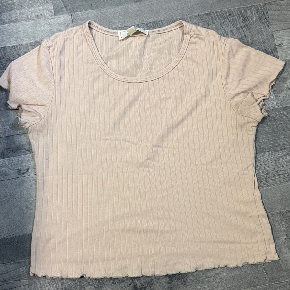 Women's Ribbed Beige Top